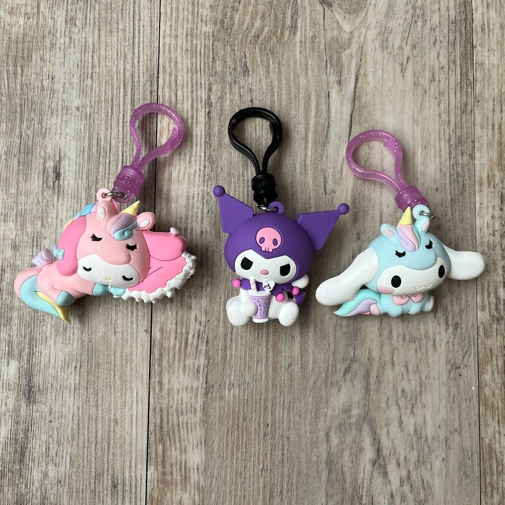 Sanrio Keychain Trio Cinnamoroll Kuromi My Melody Bag Clip Kawaii Japanese Hello